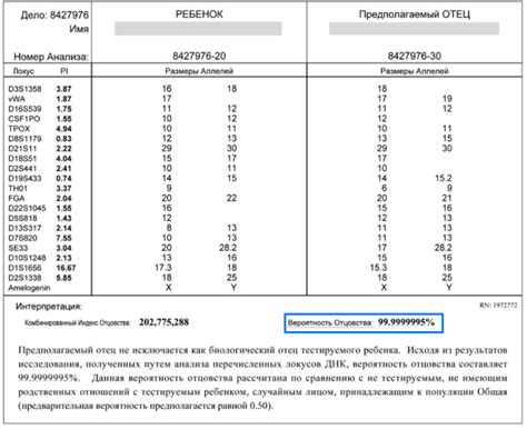 Анализ результатов теста ДНК
