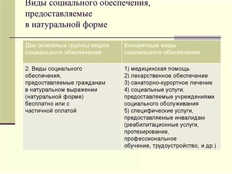 Виды социальной поддержки, предоставляемые государством