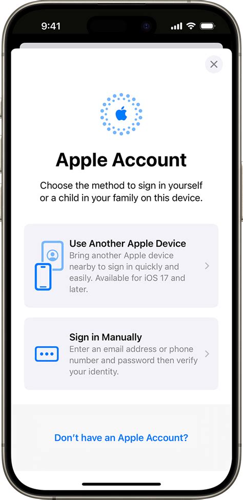 Войдите в свою учетную запись Apple ID на устройстве