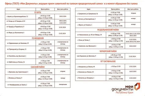 Время работы и приёма заявителей