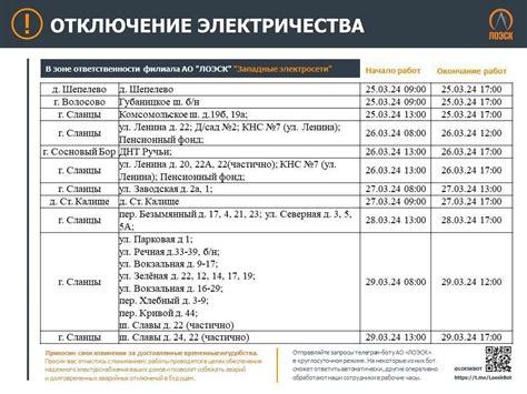 График включения электричества в Москве на сегодня