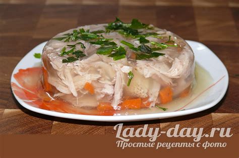 Застывание холодца из домашней курицы без желатина