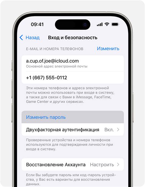 Изменение пароля аккаунта на iPhone 6s