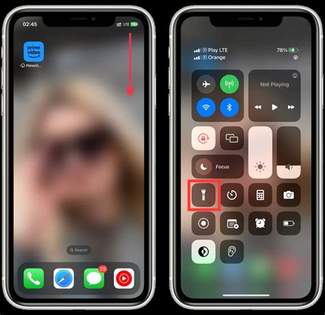 Использование фонарика на iPhone 10