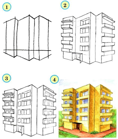 Как нарисовать многоэтажный дом 2 класс карандашом