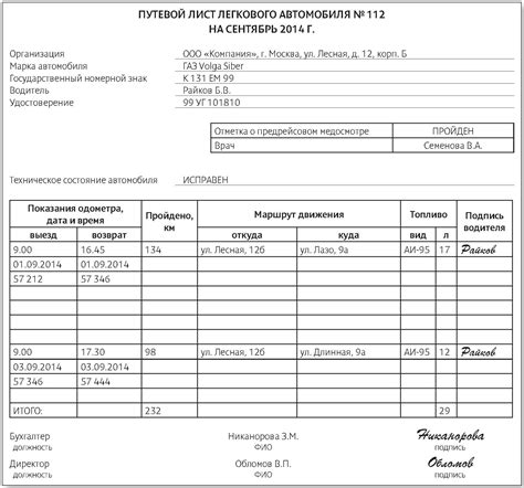 Как правильно заполнить путевой лист