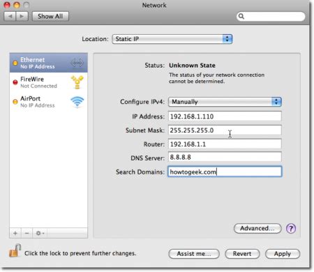 Как установить IP-адрес в операционной системе Mac OS