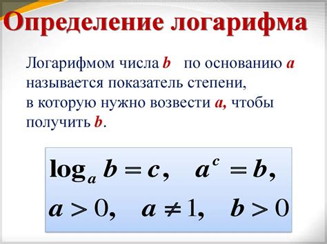 Определение логарифма и основания