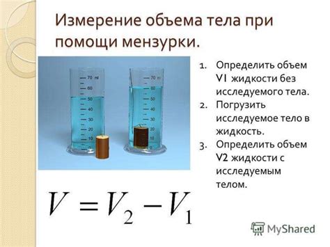 Определение объема и размеров