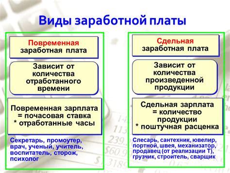 Определение типов заработной платы