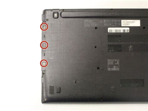 Определение SNID на задней панели ноутбука Acer Aspire