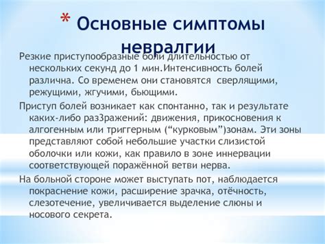 Основные симптомы невралгии, влияющие на дыхание