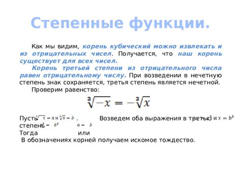 Особенности использования корней отрицательных чисел в уравнениях