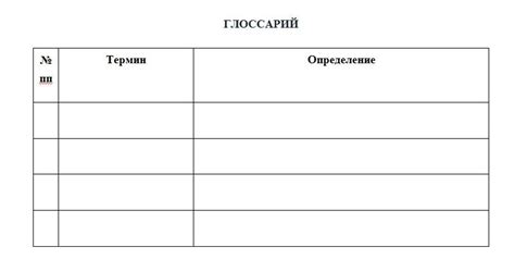 Оформление глоссария в курсовой работе