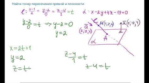 Пересечение или совпадение точек на прямой и плоскости