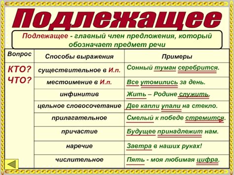 Подлежащее в предложении: что это такое