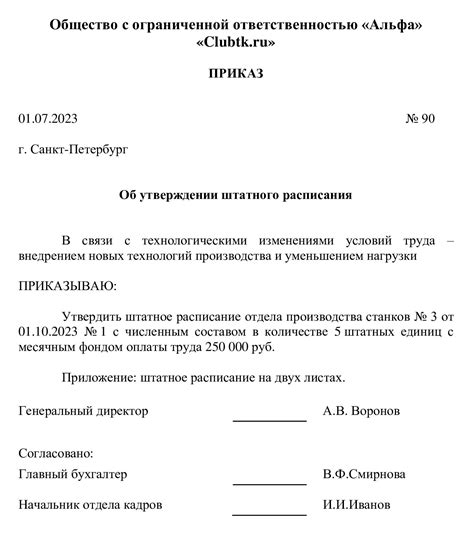 Пошаговое руководство по изменению оклада в штатном расписании