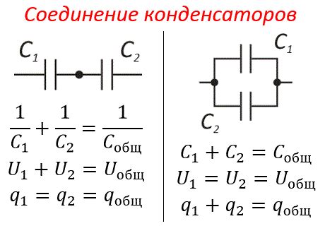 Правила соединения конденсаторов разной емкости