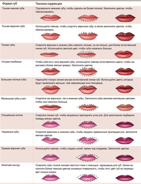 Правильное расположение и форма губ