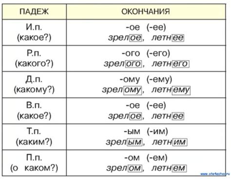 Примеры смены рода прилагательных