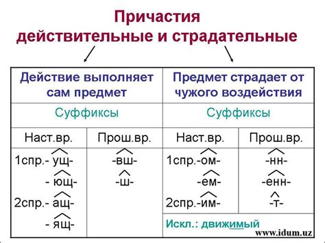 Причастия на -ем: правила и примеры