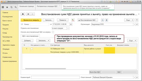 Процедура восстановления НДС