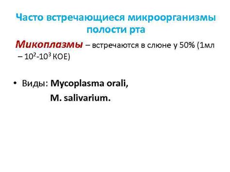 Роль рта в передаче микоплазмы