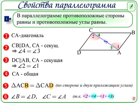 Свойства неквадратного параллелограмма