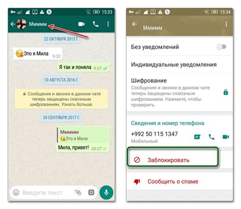 Скрытие и блокировка контакта Егора Шипа в WhatsApp