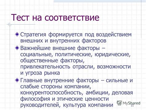 Соответствие внутренних и внешних факторов