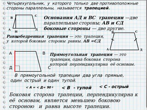 Стороны трапеции: прямые и непрямые