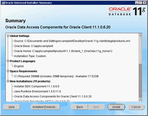 Удаление Oracle Client 11g с использованием утилиты Oracle Universal Installer