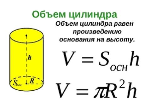 Формула для вычисления высоты цилиндра по радиусу