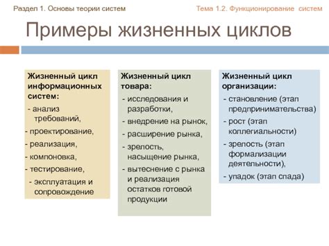 Функционирование жизненных систем