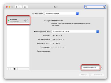 Шаги по определению DNS-адреса на macOS