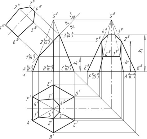 Шестиугольная призма в инженерной графике