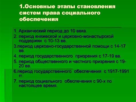 Этапы развития социального обеспечения